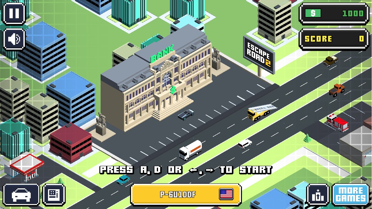 game controls for escape road 2